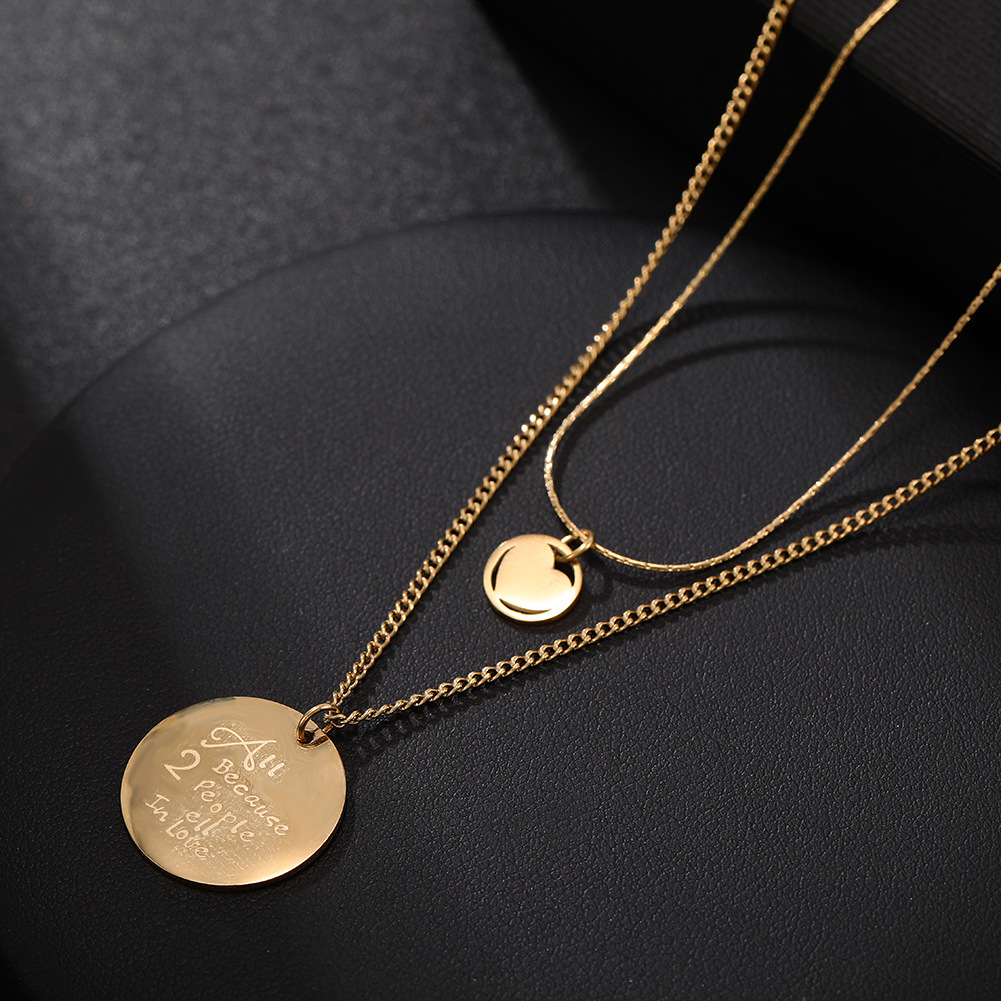 New Simple Coin Two-layer Metal Disc Multi-layer Neck Chain Wholesale display picture 4