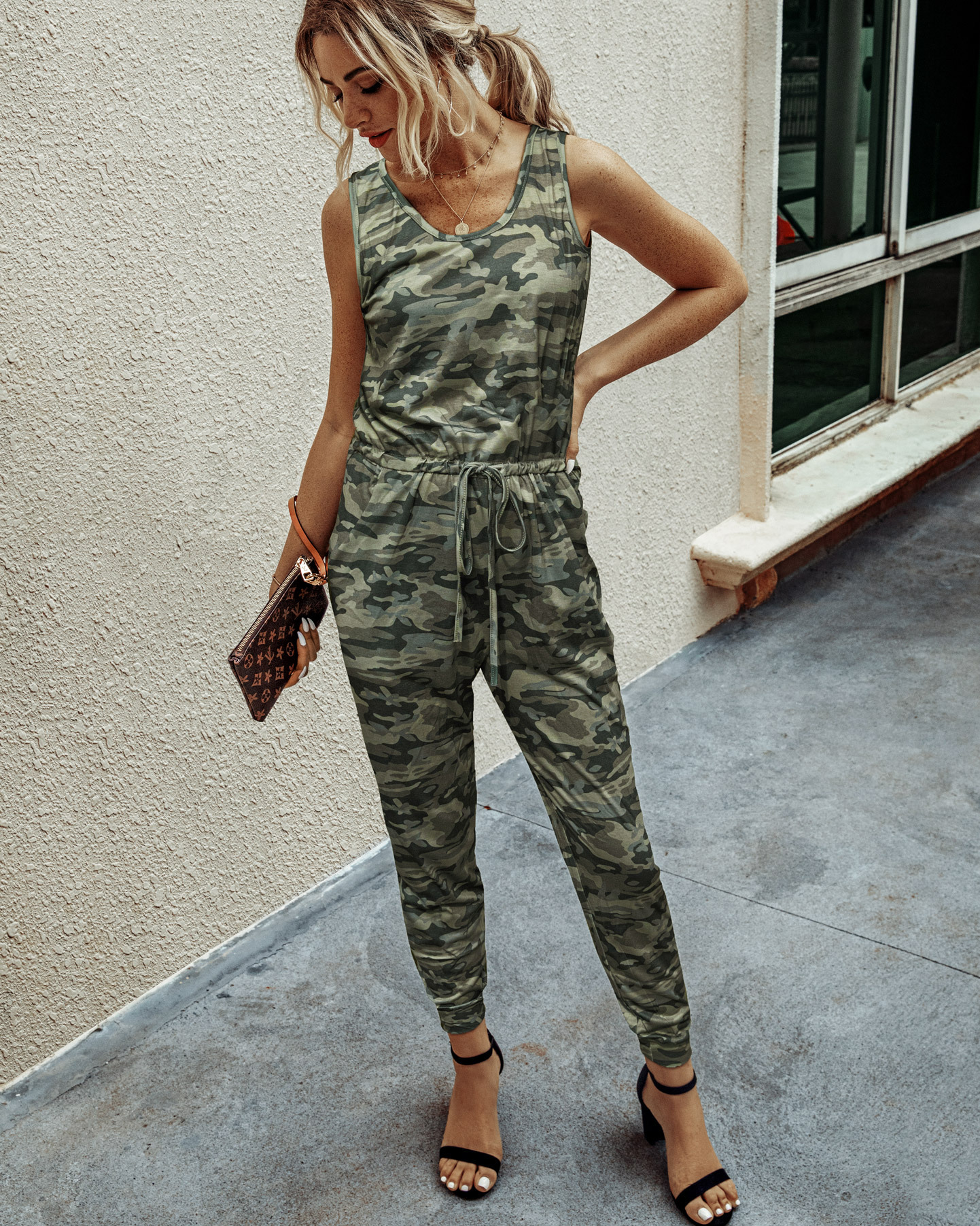 Summer Fashion Camouflage Printing Vest Tether Women Knitted Jumpsuit in Jumpsuits