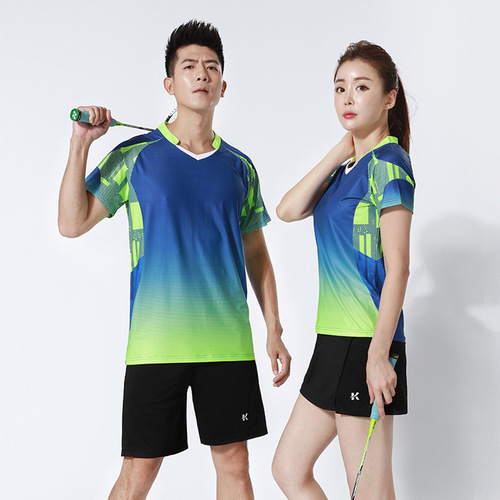 Summer Slimming Badminton Skirt Women's Sport Set Short Sleeve Quick Dry Table Tennis Clothes Men's Team Training Printed