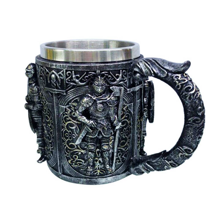 3D череп Mug — смоляной внешний слой и двойной слой нержавеющей стали, Gothic Goblet 330–400 мл