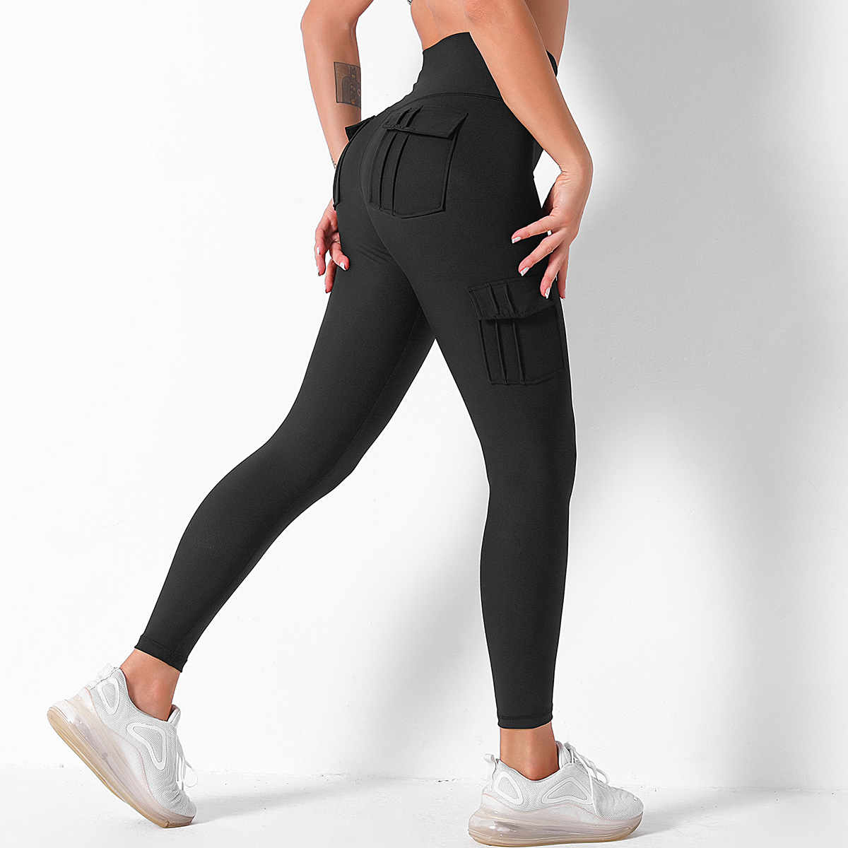 high waist hip stitching color sports yoga pants NSLX9047