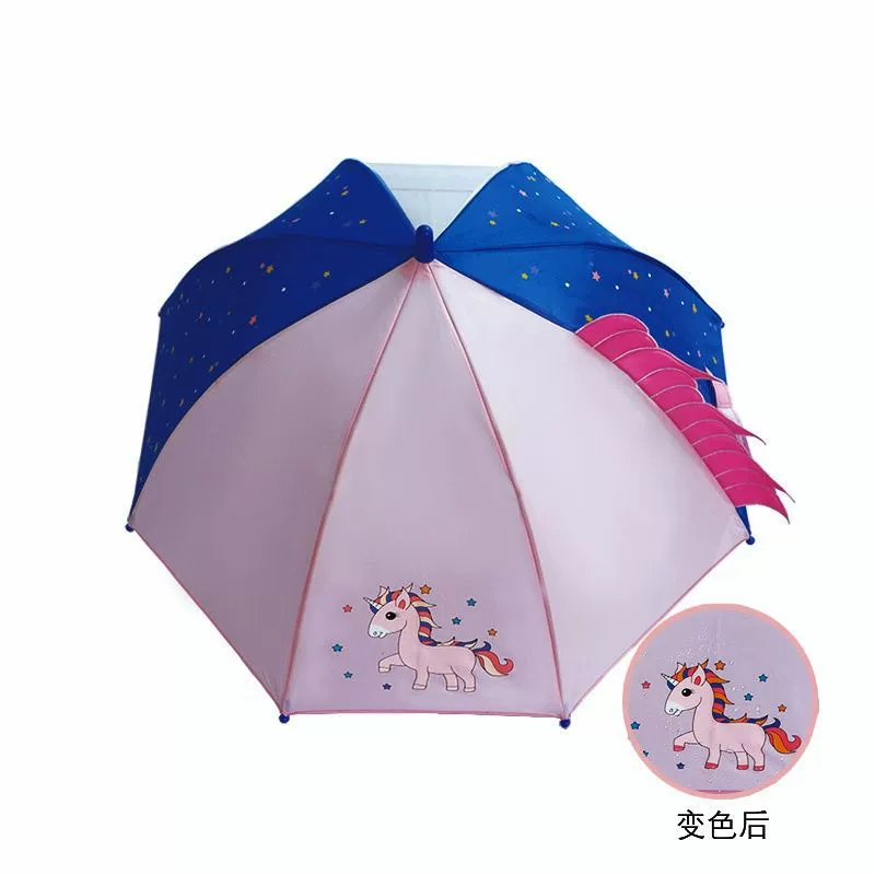 Детский зонт-трость с изменением цвета, рекламный зонт с длинной ручкой, мультяшный дизайн, безопасный, с печатным логотипом, детская модель, трансграничный бестселлер