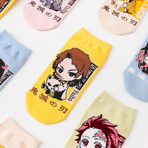 New Cartoon Socks Japanese Foreign Trade Trendy Short Boat Socks Demon Slayer Socks Manufacturer Wholesale