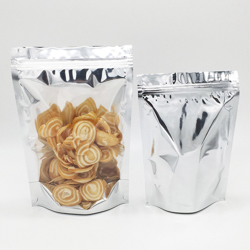 Manufacturer supplies aluminized Yin and Yang self-sealing stand-up bag aluminum foil translucent bag food packaging bag flower tea seal bag silver