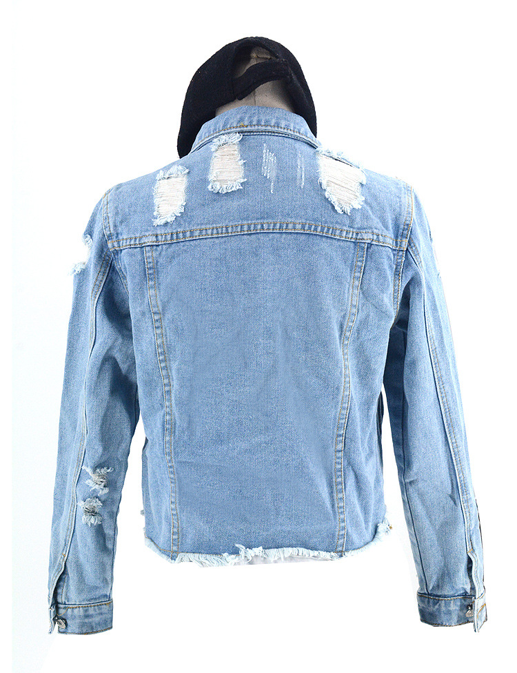 ripped raw-edge short denim jacket  NSSY9119