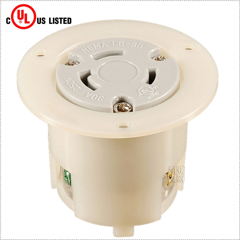 Locking Flanged Outlet NEMA L6-30R法兰插座 机箱电源输出插座