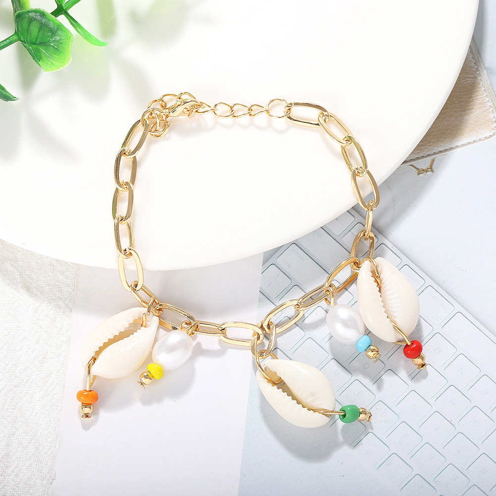 New Fashion Alloy Chain Handmade Shell Woven Bracelet Wholesale display picture 3