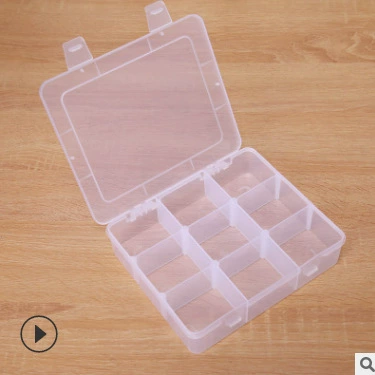 Square transparent plastic detachable electronic storage box, accessory, toy, 9 cells