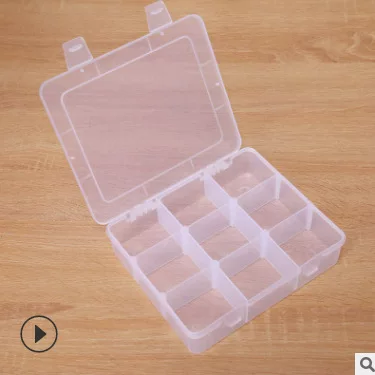 Square transparent plastic detachable electronic storage box, accessory, toy, 9 cells