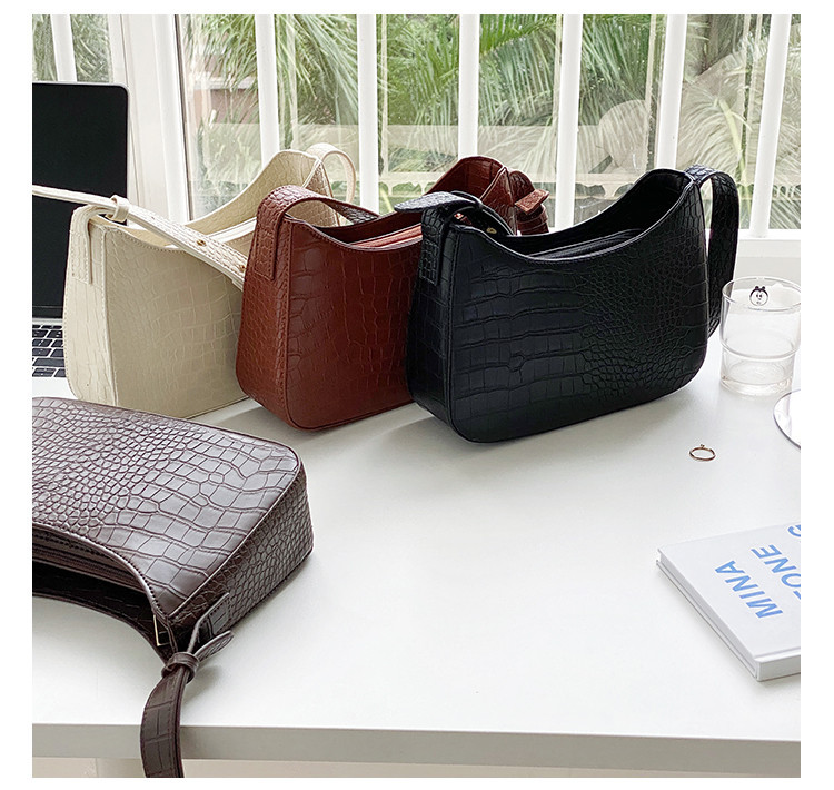 Crocodile pattern armpit women, niche design, high-end PU styling handbag, Korean version shoulder bag for women_voghion.com