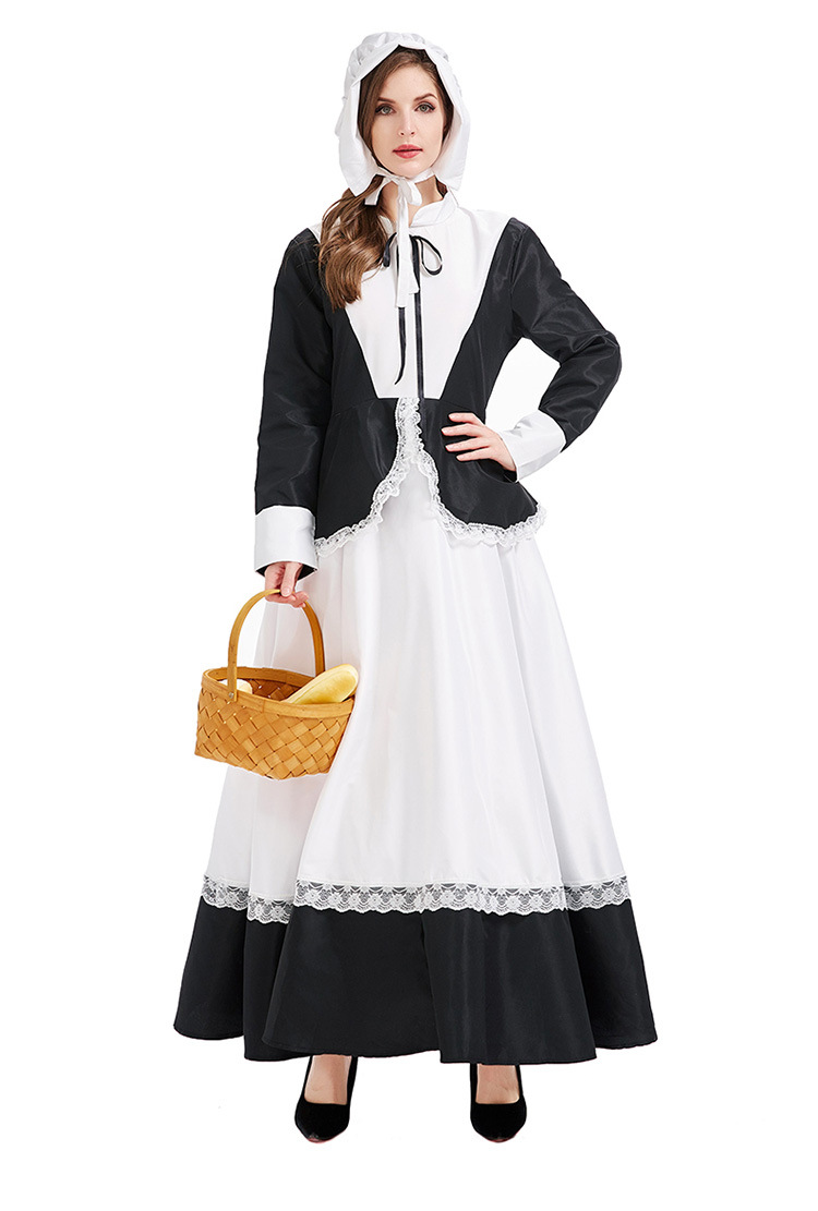 Halloween granja bonne vestido blanco y negro cosplay nihaostyles venta al por mayor disfraces de halloween NSPIS79051