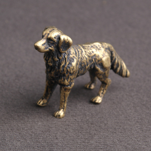 Brass Old Shepherd Dog Desktop Ornaments Twelve Zodiac Dogs Prosperous Fortune Tea Pet Handpieces Paper Toy Small Bronze Wares Wholesale