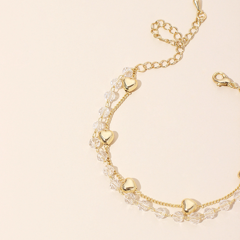 20g Weight Necklace Classification Wedding, Travel Occasion Women'S Gender Simple Crystal Love Double-layer Bracelet Girls Light Luxury Necklace 6