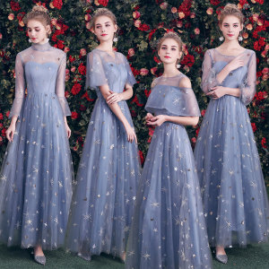 Evening dress Bridesmaid dress long blue fairy Bridesmaid group wedding dress wedding banquet boudoir dress graduation dress