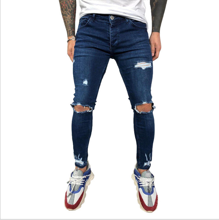 European And American New Style Men's Ripped Stretch Jeans