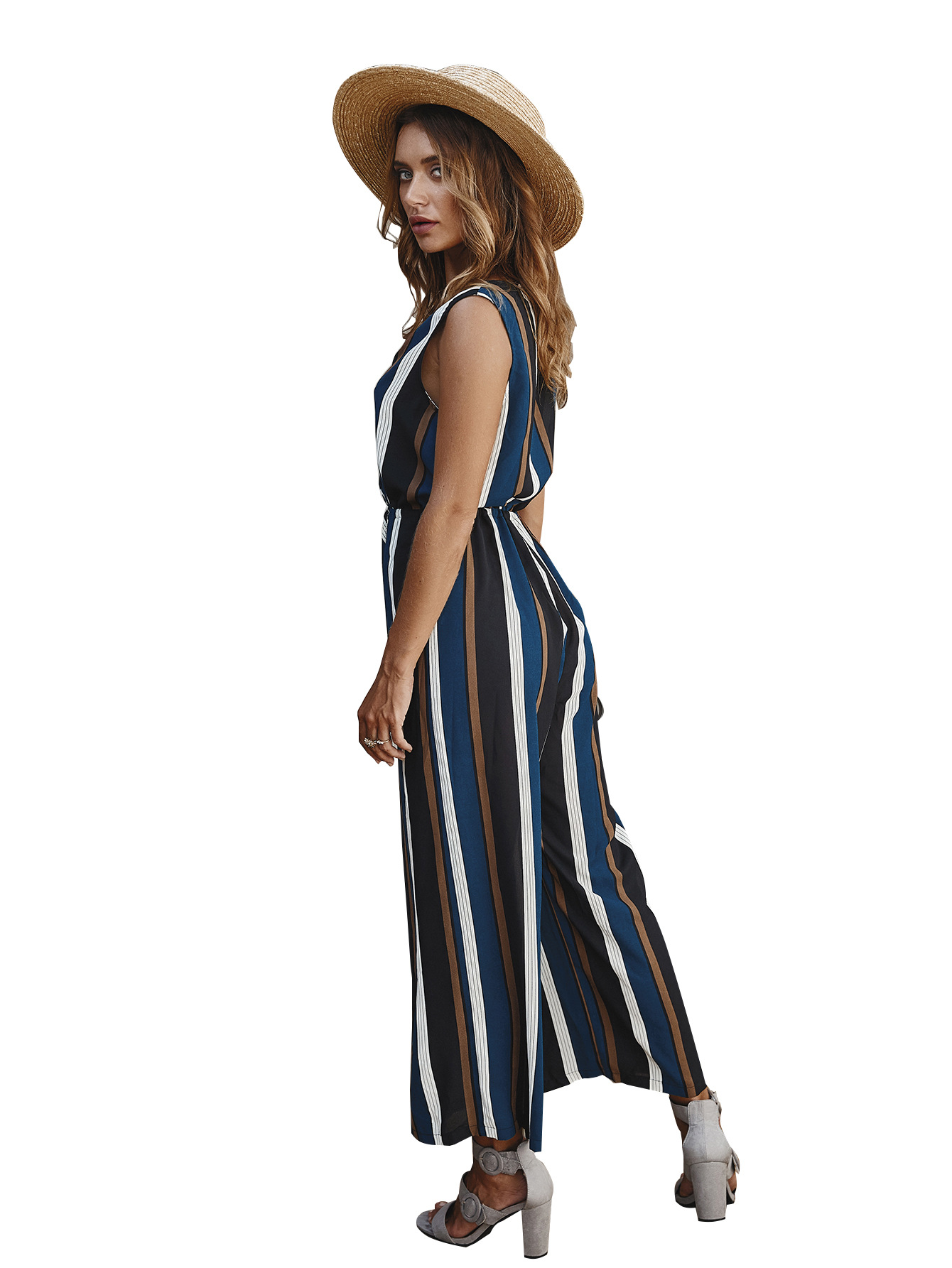 Casual stripe printed long jumpsuit  NSDY8211