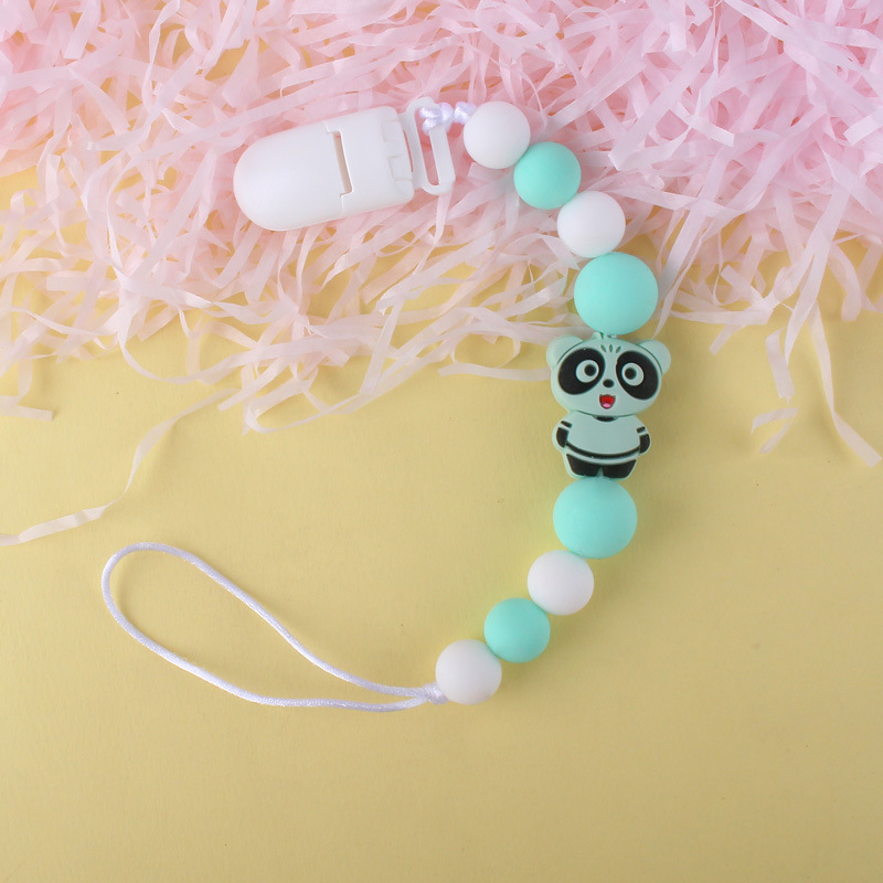 Bebé Panda silicona pezón clip cadena dientes de bebé Cadena de molienda cadena anti-caída calmante teether pezón