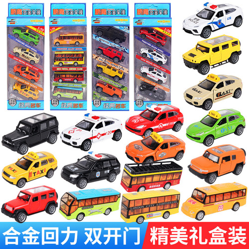Children's toys alloy car model police car simulation firefighting military car bus toy car street stall supply wholesale