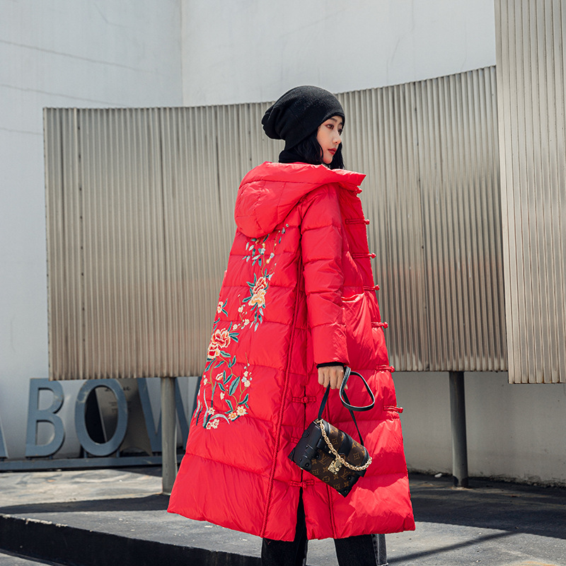 2020 new pattern frog Down Cotton Embroidery China Ethnic style Retro have more cash than can be accounted for Overknee cotton-padded clothes coat
