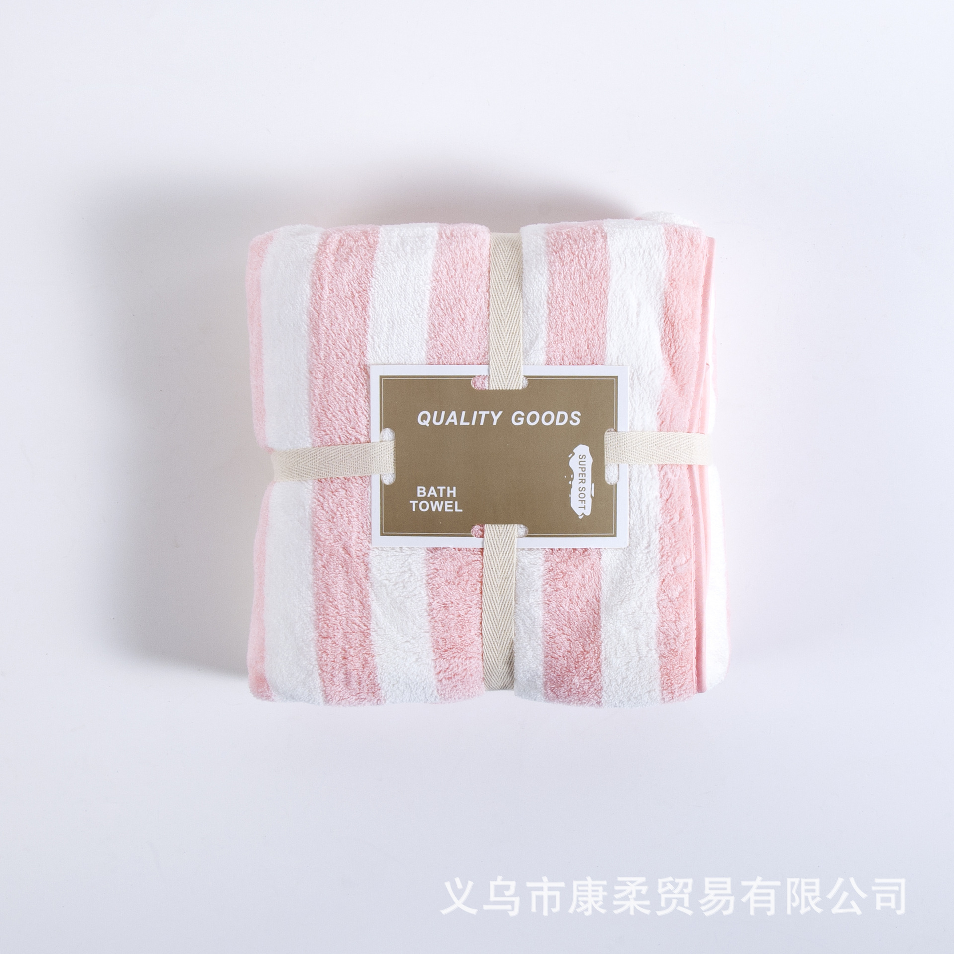 珊瑚绒竖条浴巾