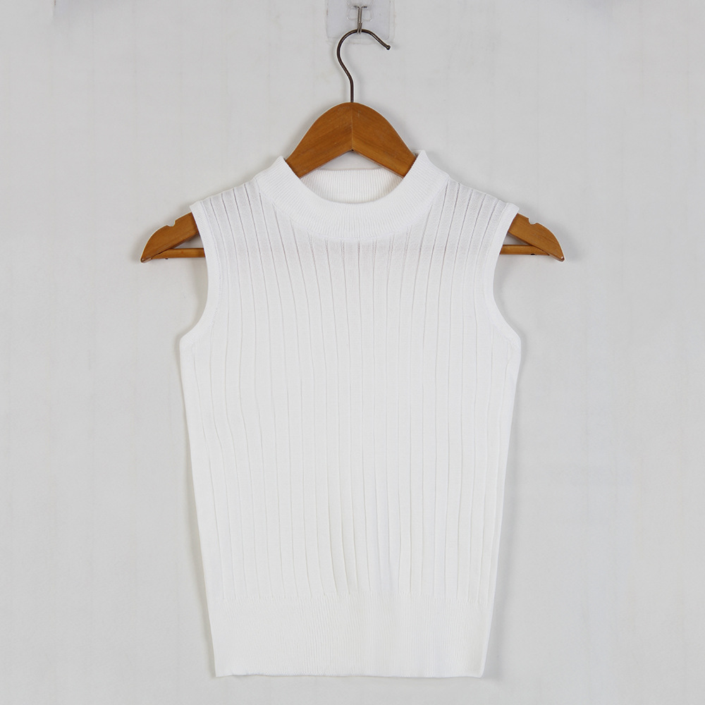 Solid Color Knitted Sleeveless Top NSJR51571