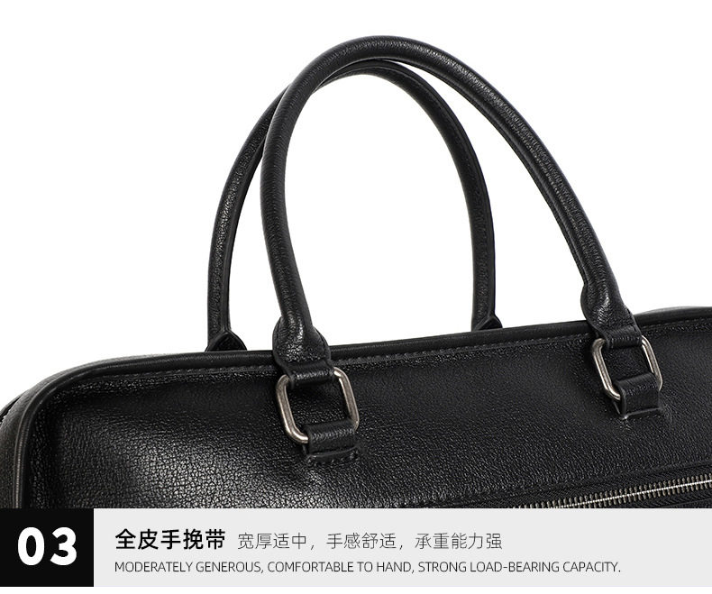 Túi xách tay nam da bò thật ngang 38×9×29 cm đựng laptop 14 inch — Màu đen chi tiết 22