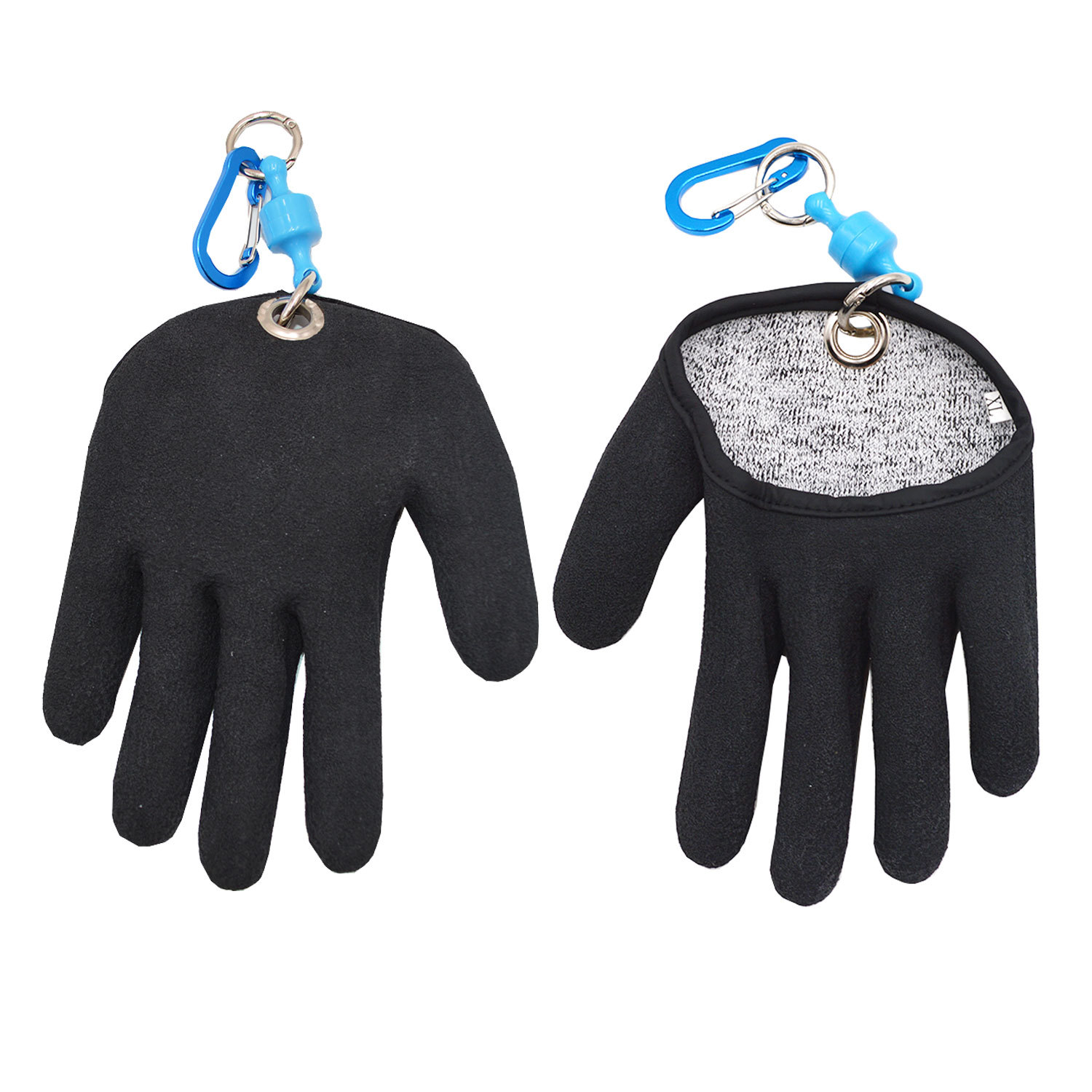 钓鱼手套防水抓鱼防刺防扎防滑手套 PE浸胶半掌手套户外垂钓用品