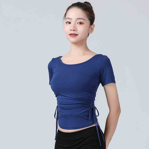Modern dance clothing tops for women adult summer short-sleeved drawstring slim practice clothing modal classical dance practice clothing