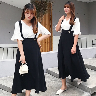 XL Women's wear new pattern Korean Edition summer 200 MM Suspender skirt Add fertilizer fashion Ladies suit 2027