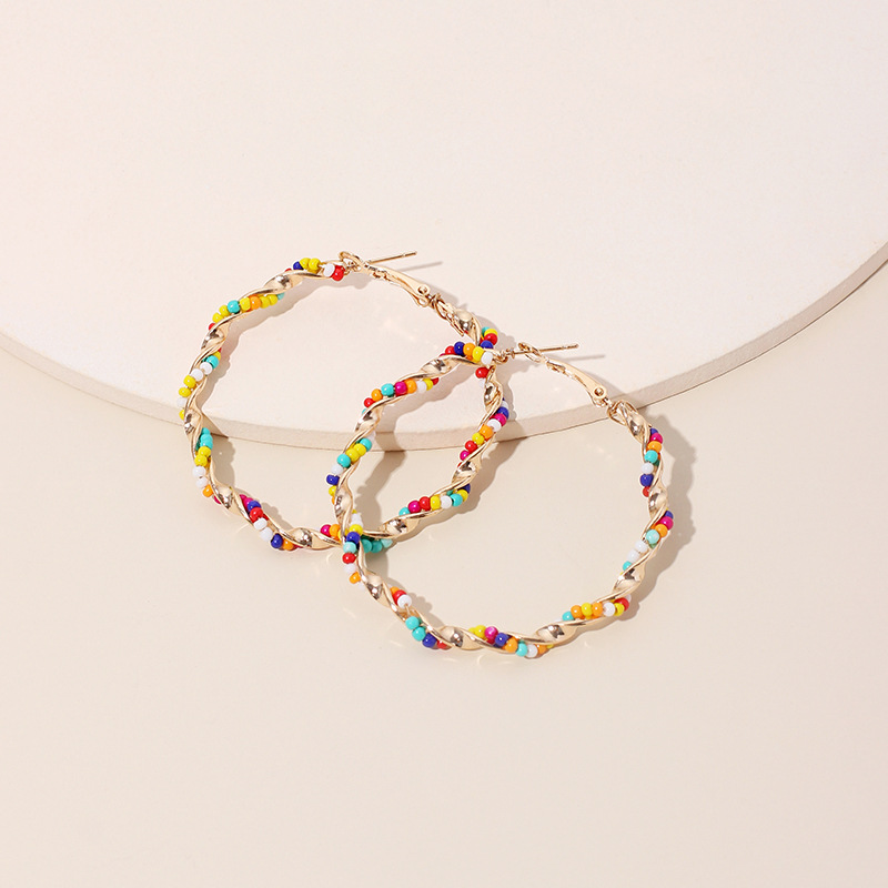 New exaggerated big circle trendy bohemian round bead earrings for women