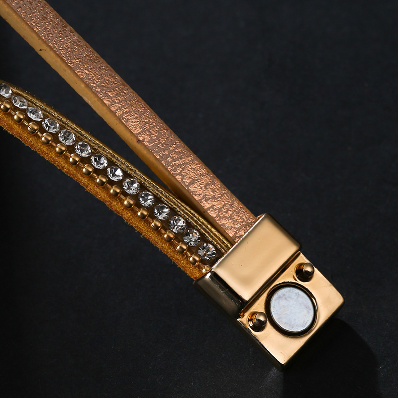 Bohemian Style Diamond Leather Buckle Bracelet display picture 4