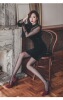 Hanging Neck Mesh Long sleeved Velvet Dress 6272GT2054