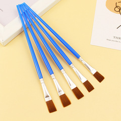 Black Hair Blue Rod Nylon Hair DIY Color Painting Brush Acrylic Watercolor Ceramic Graffiti Flat Head Brush Digital Oil Painting Brush