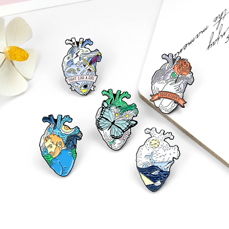 Street Occasion Alloy Material Pin Heart Shape Alloy Unisex Brooches