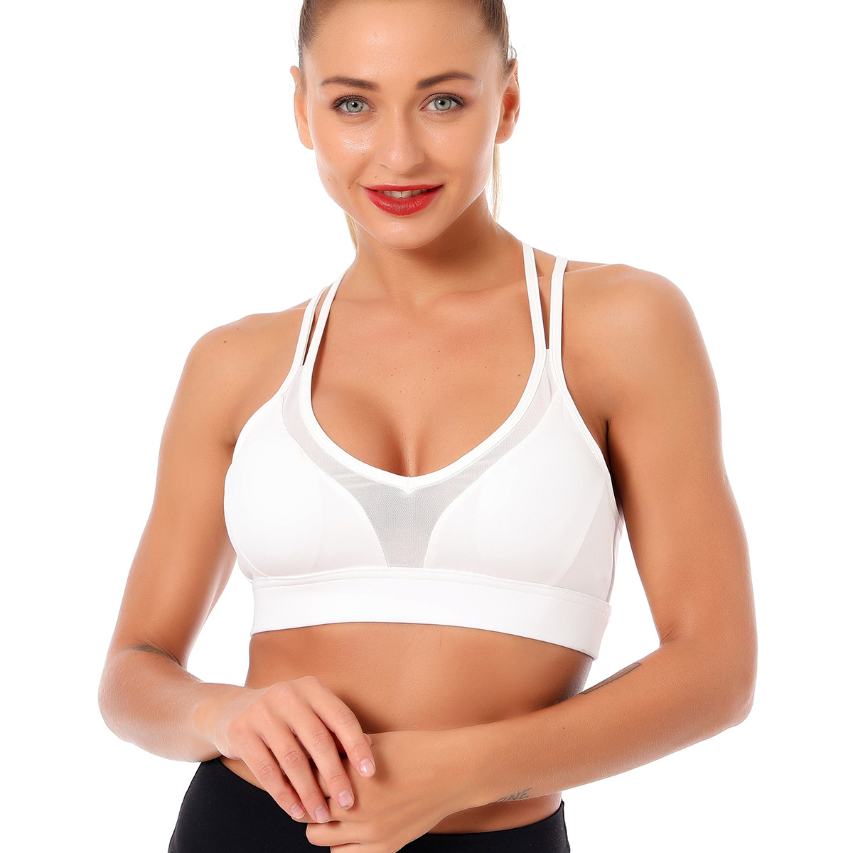 cross sling quick-drying gather nylon sports bra  NSLX20240