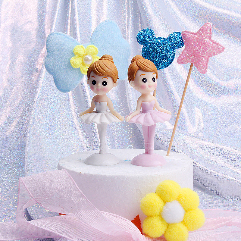 princess Cake baking decorate Decoration solid PVC lovely trumpet Ballet Girl 2 Set of parts