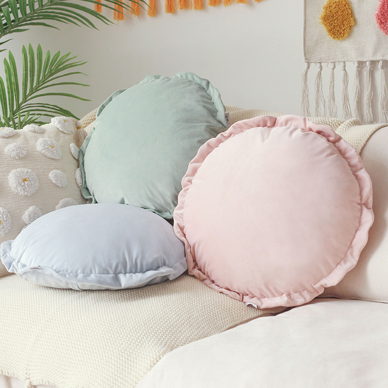 Girly Style Cute Pillowcase Nordic Simple Round Cute Sofa Lumbar Pillow Pillowcase Small Cushion Cushion