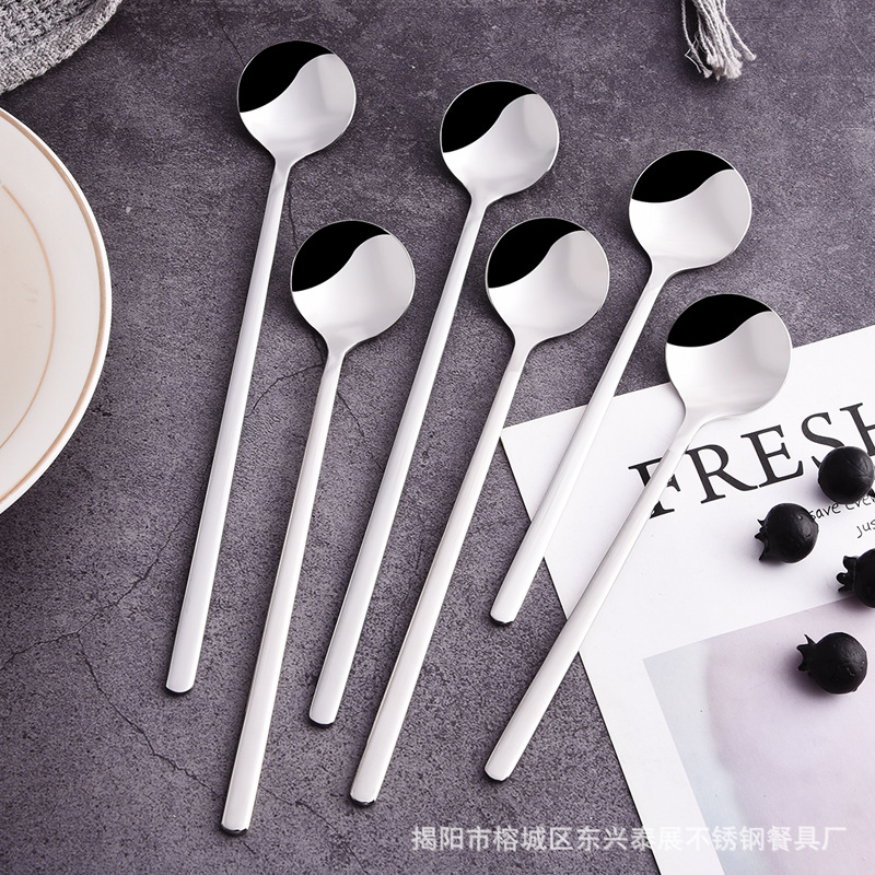 스테인레스 스틸 라운드 스푼 식기 시리즈 가정용 휴대용 라운드 스푼 식기 세트