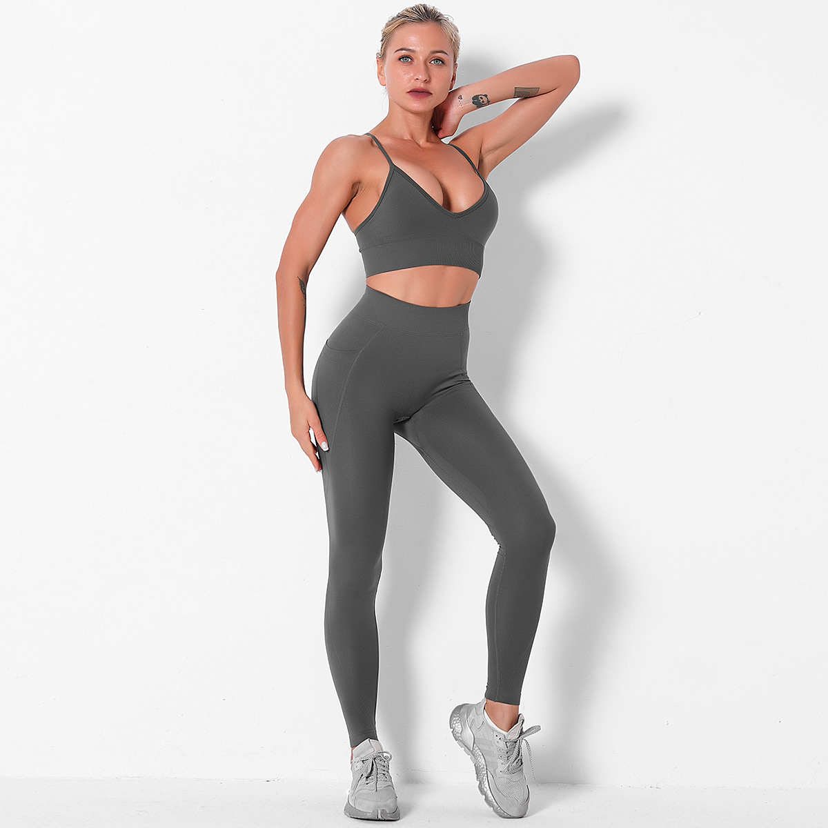seamless knitted sports yoga bra two-piece NSLX12857