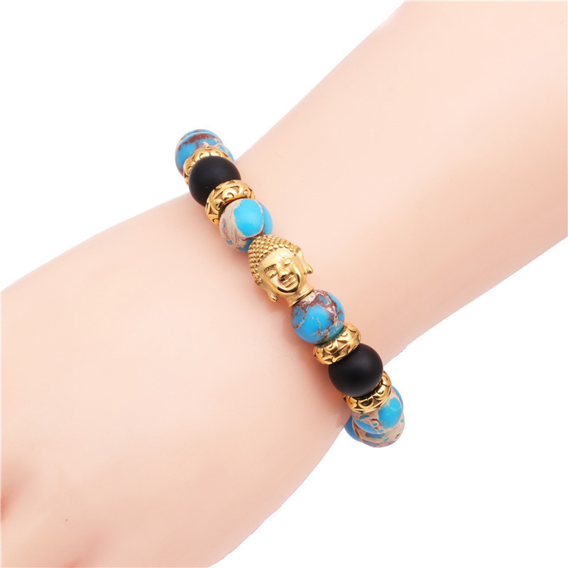 Fashion Bracelets Stainless Steel Woven Adjustable Buddha Head Bracelet display picture 4