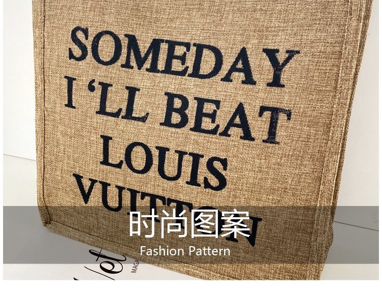 The 2020 autumn new handbag women's large-capacity Korean style lettered linen bag is a trend of large shopping bags for autumn and winter undefined