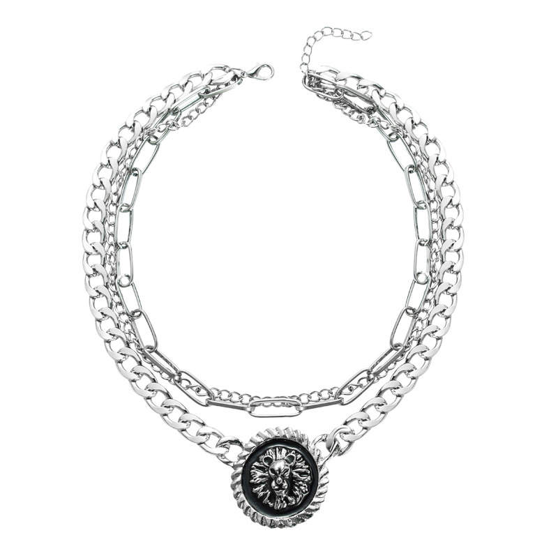 Exaggerated Lion Head Alloy Multilayer Necklace display picture 6