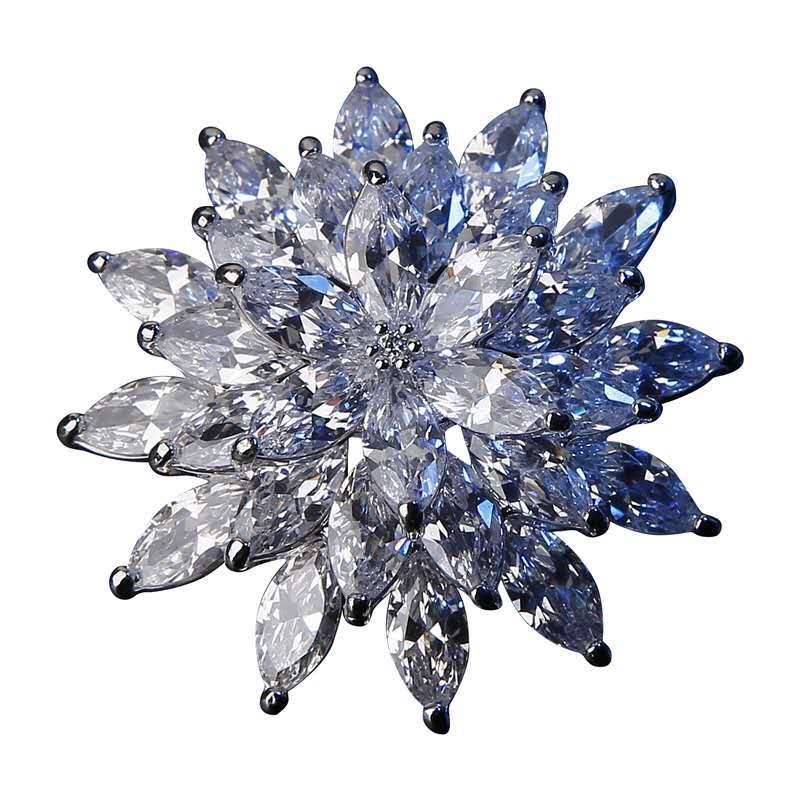 Venta caliente temperamento circón flor broche de las mujeres todo fósforo circón flor pin traje abrigo chal ramillete Accesorios