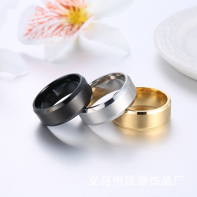 Wholesale Fashion Frosted Titanium Steel Brushed Ring Nihaojewelry display picture 8