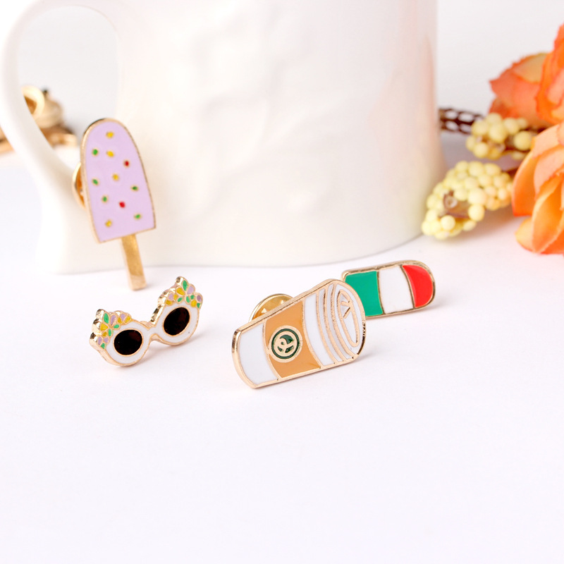 Alloy Material Cartoon Style Pin Ice Cream Flamingo Alloy Enamel Unisex Brooches