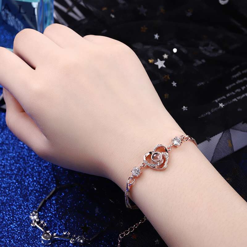 Fashion Heart Shape Copper Plating Hollow Out Inlay Zircon Bracelets 1 Piece