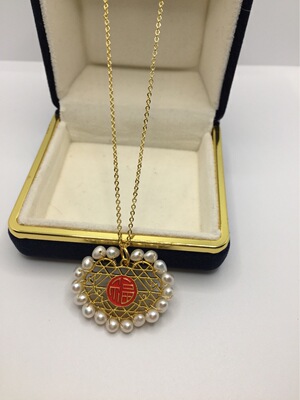 金色大牌福到如意时尚淡珍珠吊坠项链淡水珍珠项链女款产地直销|ms