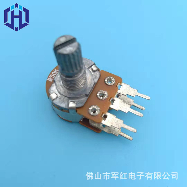 厂家直销148型旋转开关电位器 五脚长脚开关电位器b50k可调高精度
