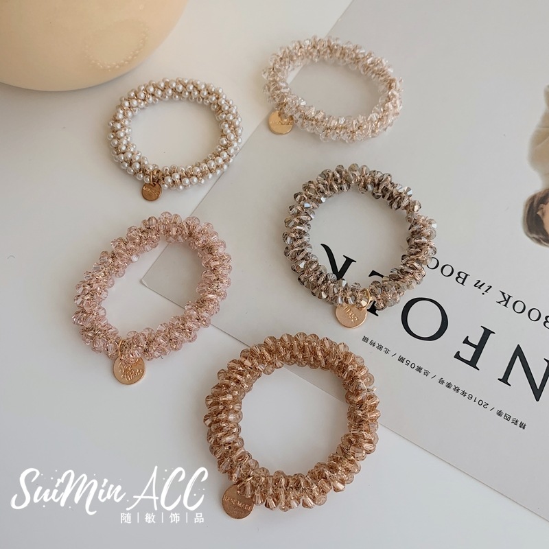 Estilo coreano simple diadema perla tejida banda de goma alta elástico teléfono anillo pelo cuerda goma banda tocado flor joyería al por mayor