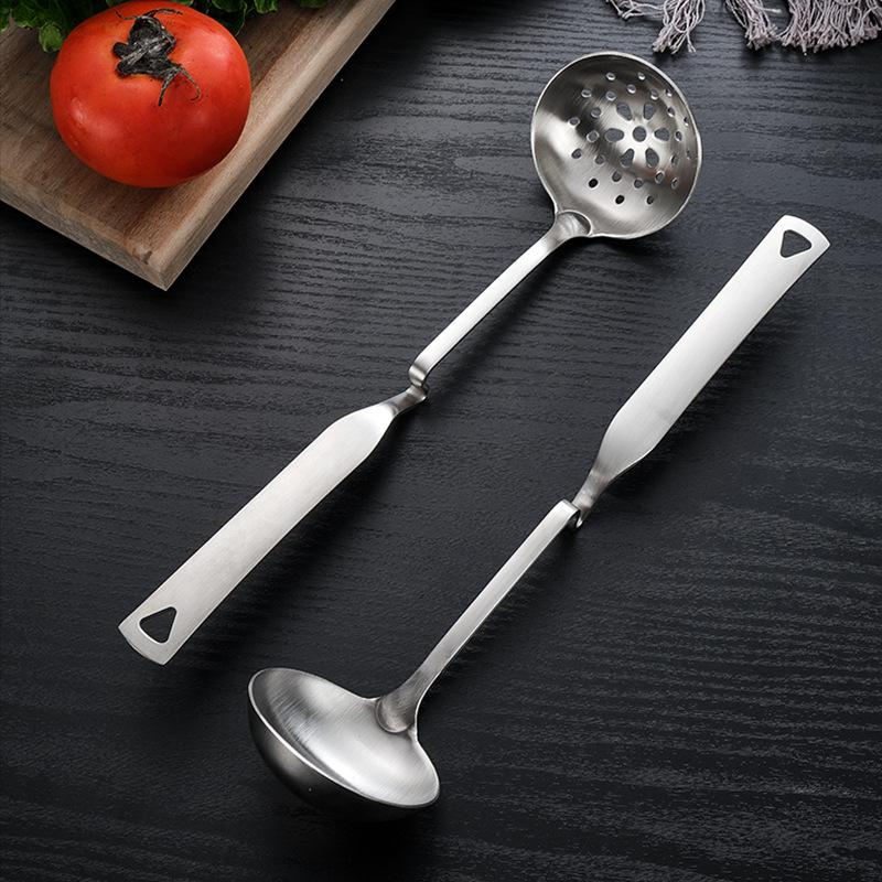 304不锈钢厨具汤勺漏勺 加厚304火锅勺子长柄大汤壳 可定制logo